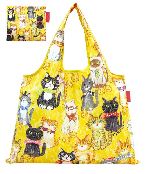 ショッピングバッグ 「猫が整列したら」 折りたたみエコバッグ　【デザイナーズジャパン】