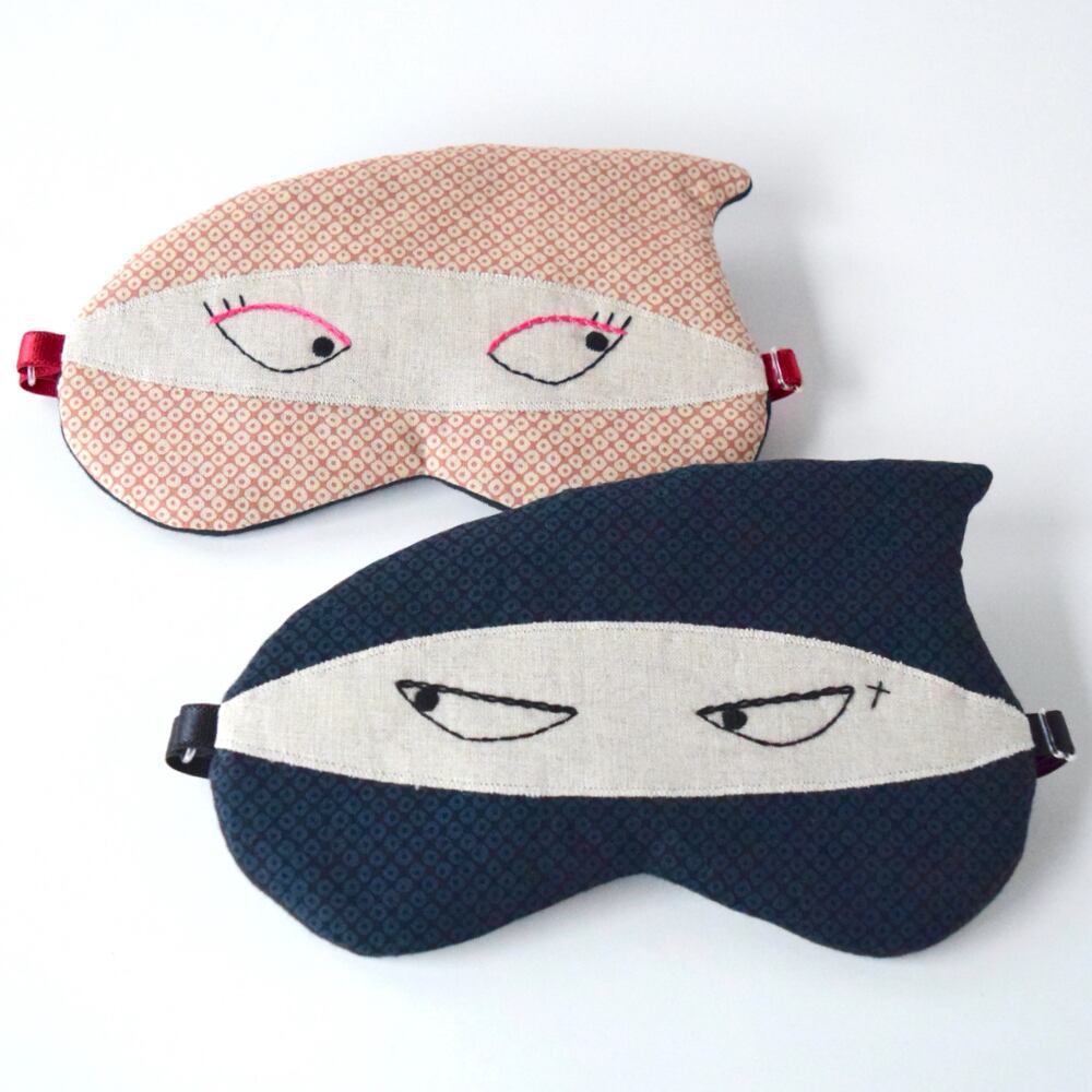 【送料無料】お得なペアアイマスク|忍者ノ夫婦|鹿の子柄|収納ポーチ付|無料ギフトラッピング有|誕生日