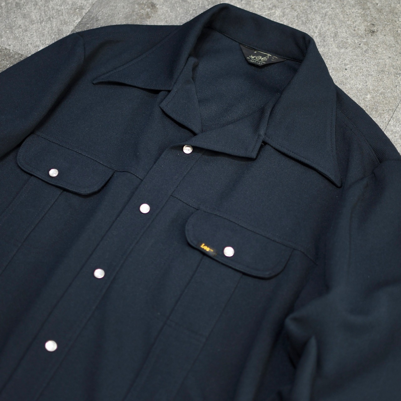 70's LEE custom short length tracker jacket navy