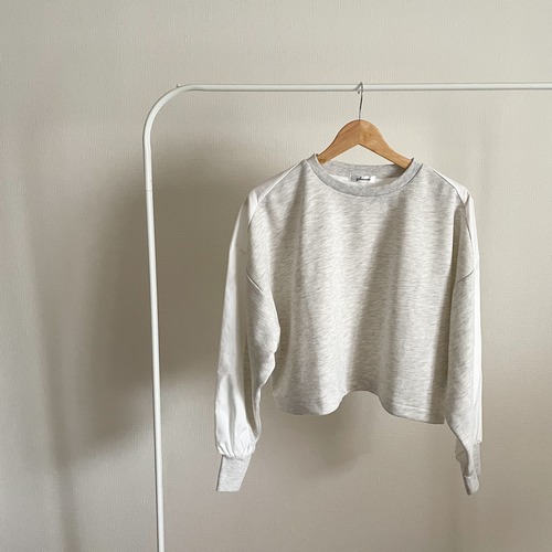 【tops】切替ドロストショートプルオーバー -grey-