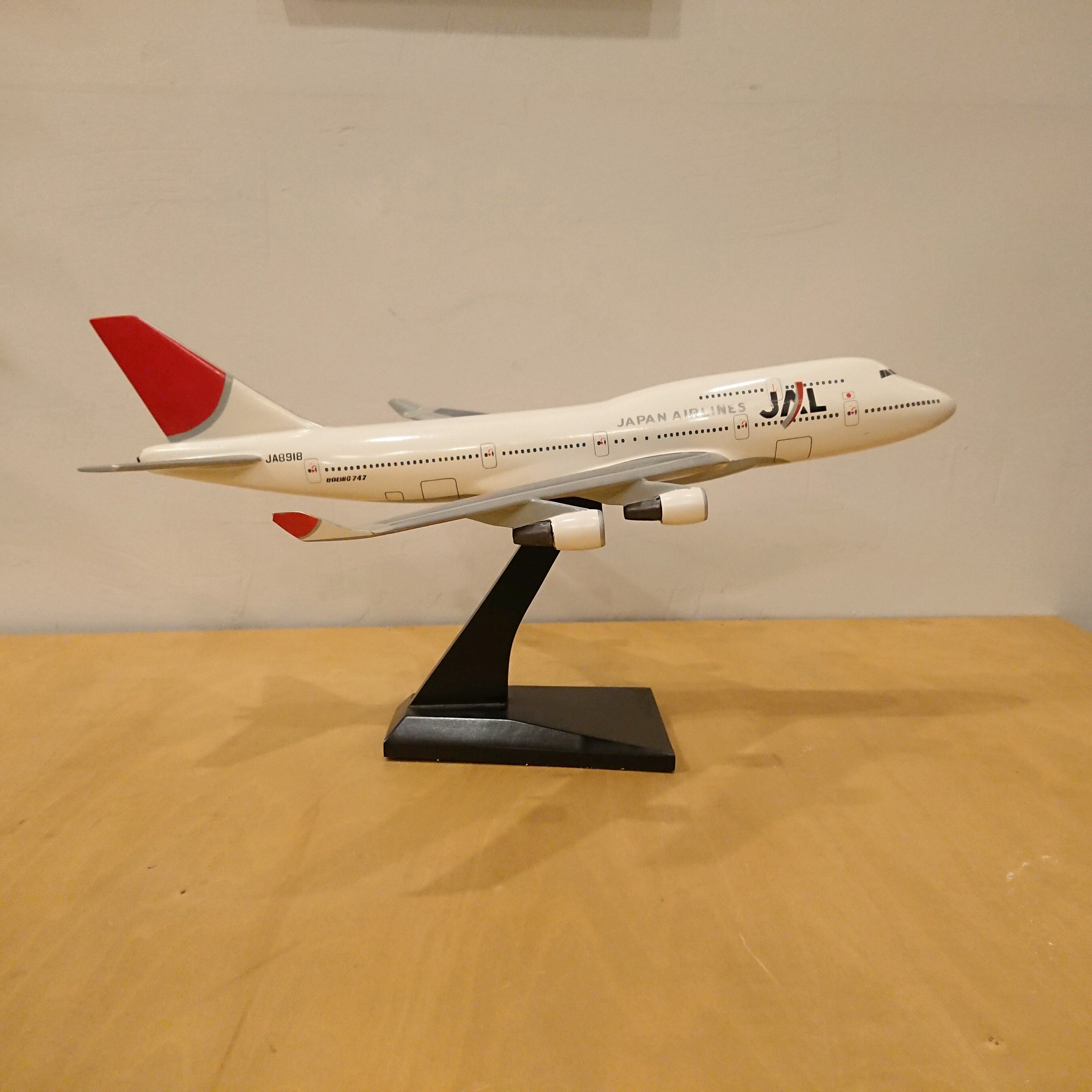 JAL 日本航空 ボーイング 747-400 JA8918 ジャンボ 木製模型 モック  