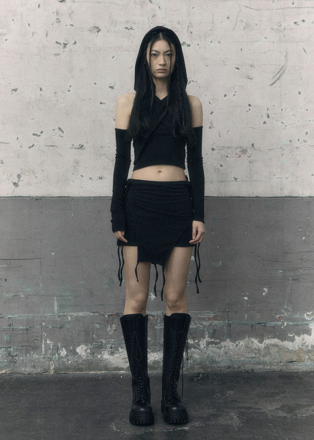 BOHEMIAN SEOUL] CURVED LAYERED SKIRT, BLACK 正規品 韓国ブランド