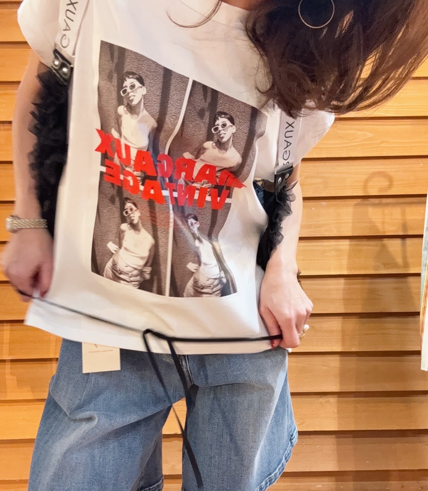 MARGAUX VINTAGE 転写プリントノースリーブT セブンフェアリー マルゴビンテージ MARGAUX VINTAGE 転写プリント ノースリーブTEE