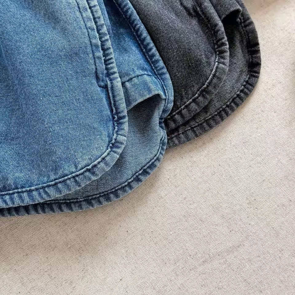 フロントタグデニムショートパンツ