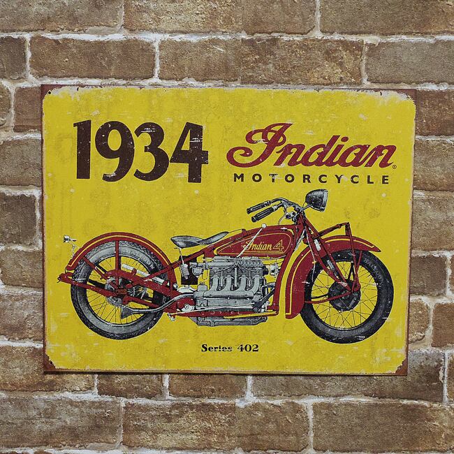 インディアン・モトサイクル（1934 Serles 402）アメリカンブリキ看板