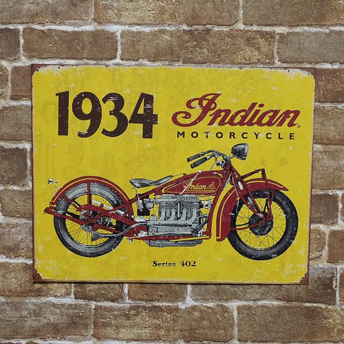 インディアン・モトサイクル(1934 Serles 402)アメリカンブリキ看板