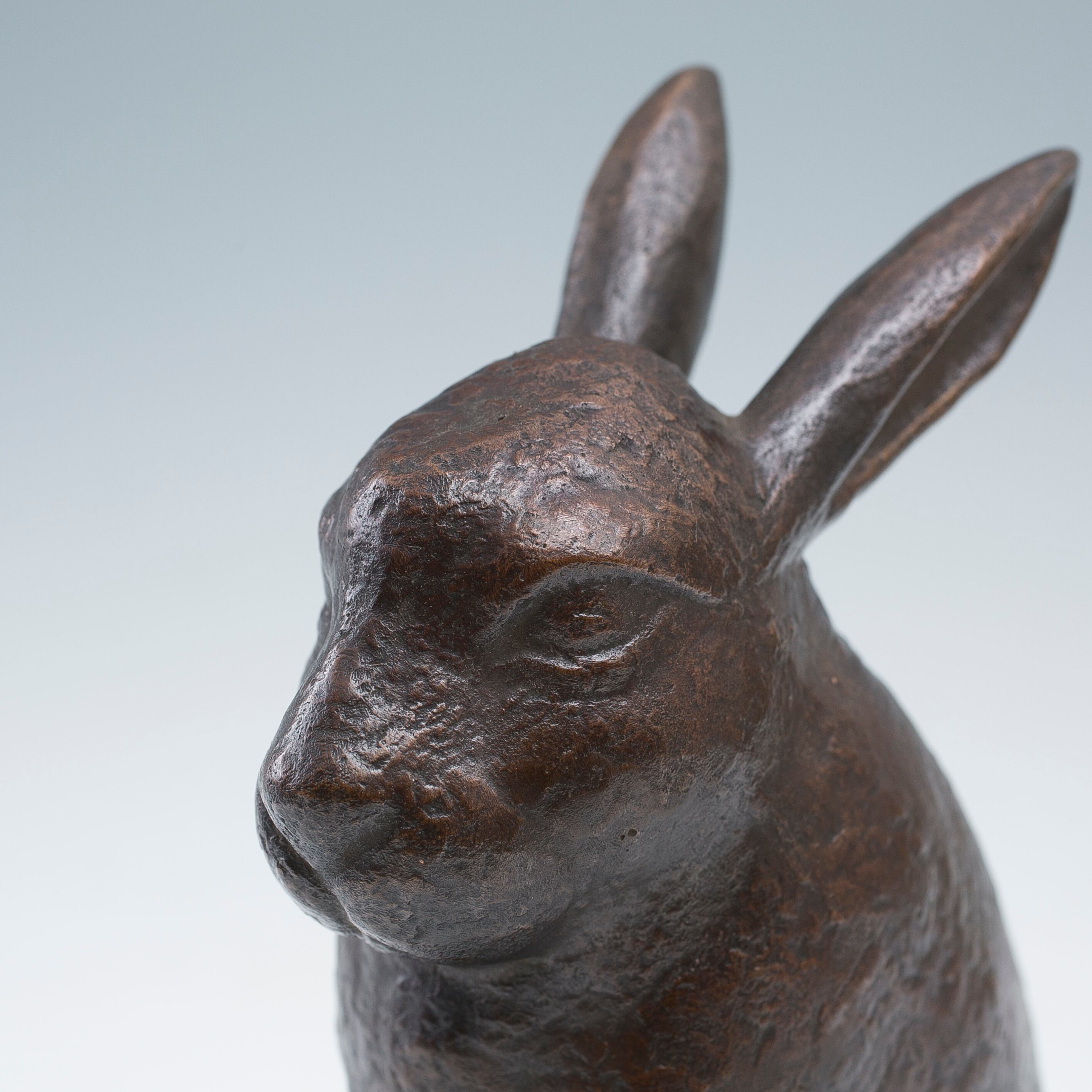 兎 うさぎ 銅 置物 荒居徳亮 ブロンズ オブジェ 1963年 昭和38年 共箱