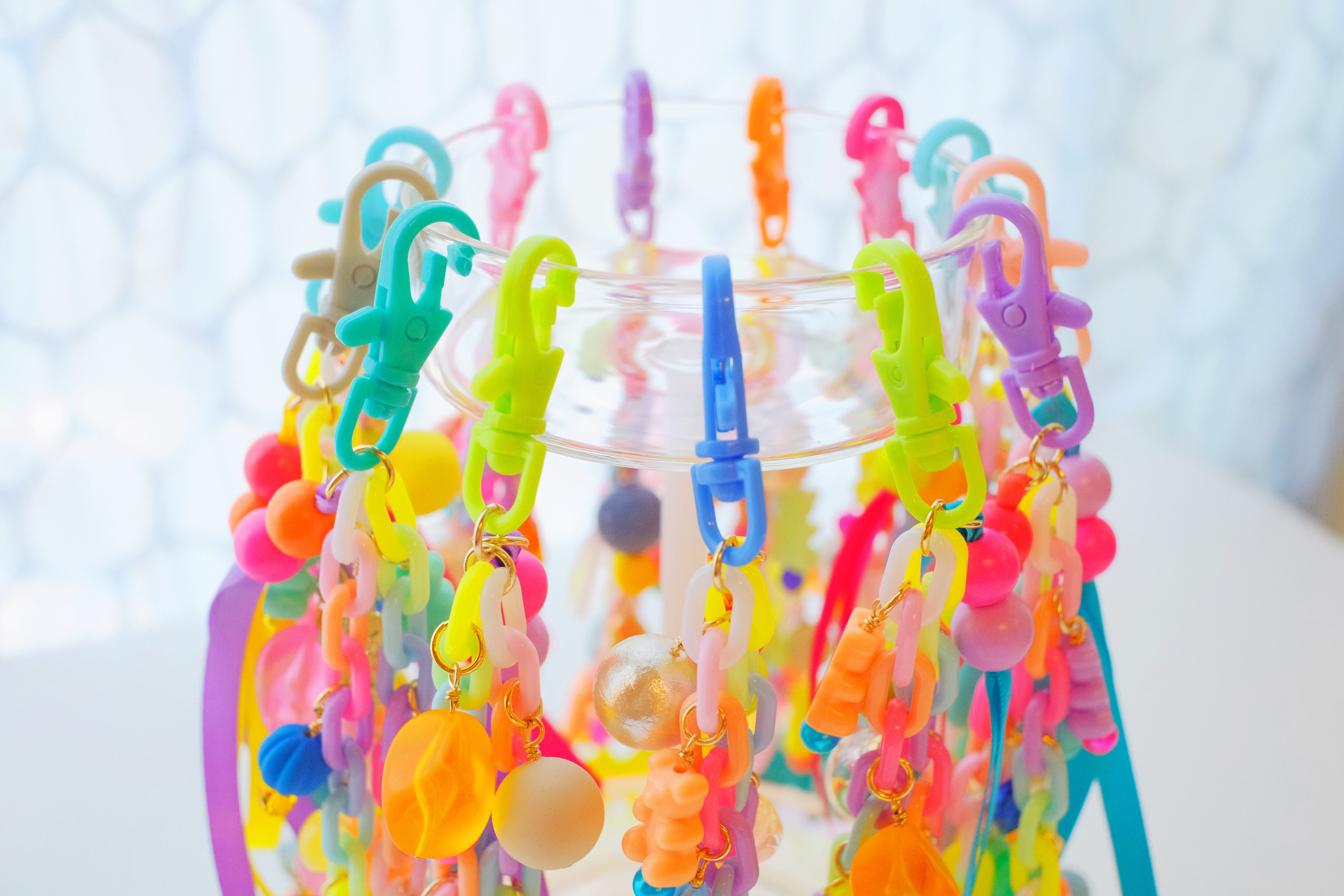 蛍光イエローの恐竜じゃらじゃらキーホルダー -Y003 | Pay ID