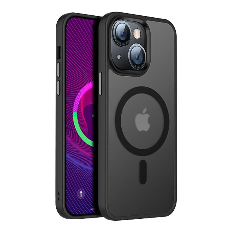 【米軍規格・MagSafe対応】Gtsoho iPhone 14 ケース iPhone 13 ケース 半透明 ブラック