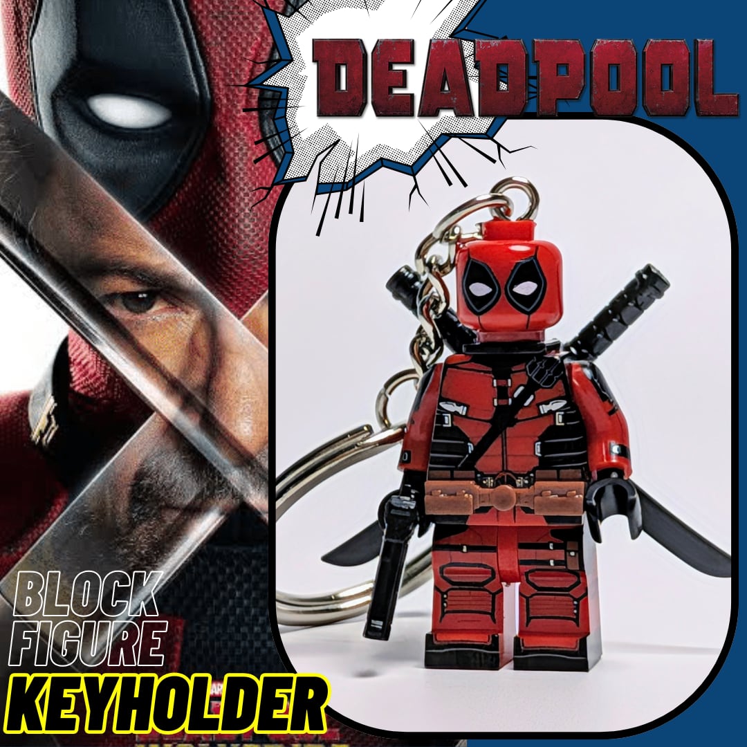 ★ブロックフィギュアキーホルダー★【 Deadpool ( デッドプール ) 】X-MEN / デッドプール&ウルヴァリン / MARVEL〚アメリカン雑貨 アメトイ〛