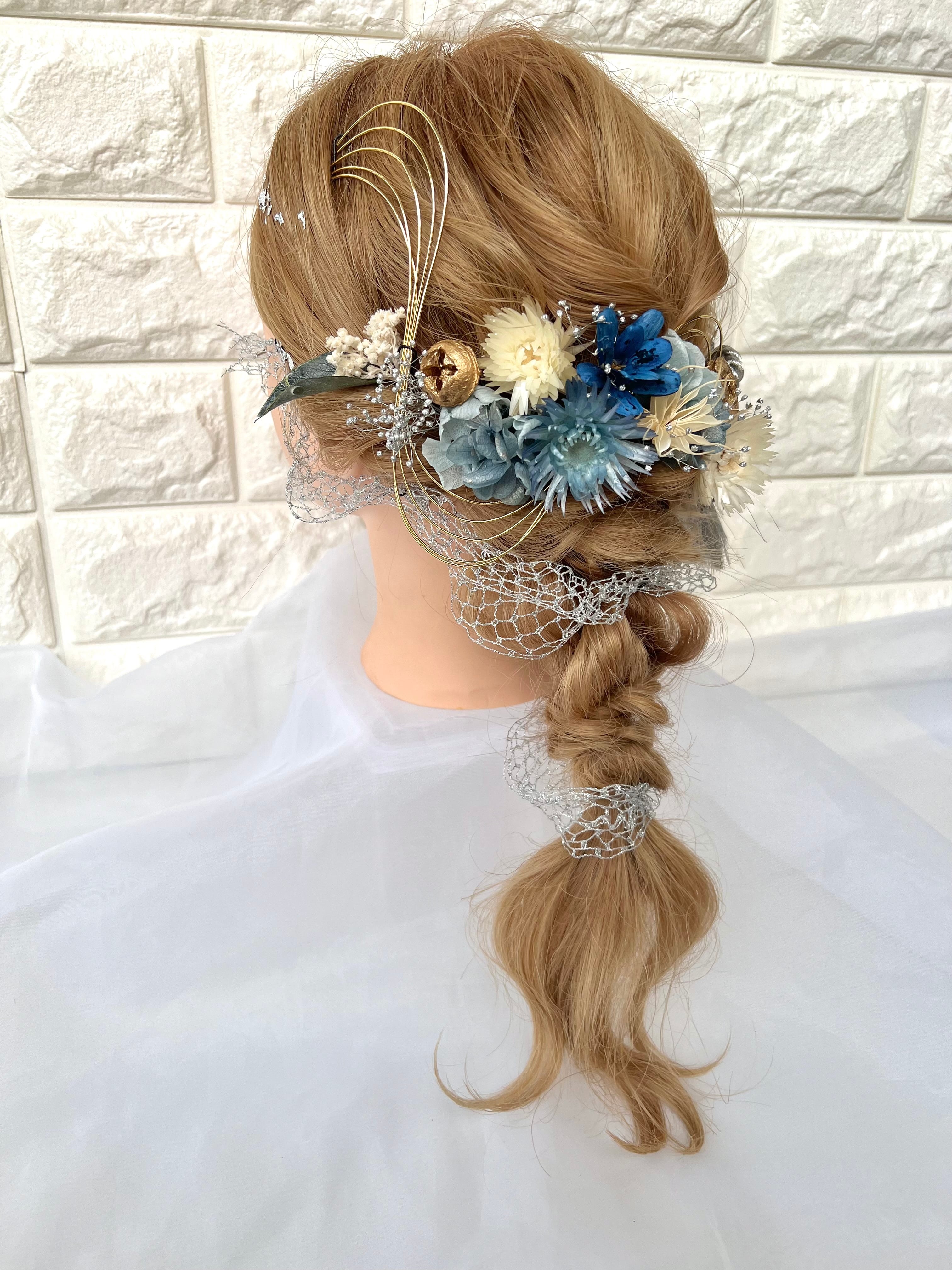 ホワイティーブルー【成人式髪飾り】 ピック13本セット 卒業式 前撮り