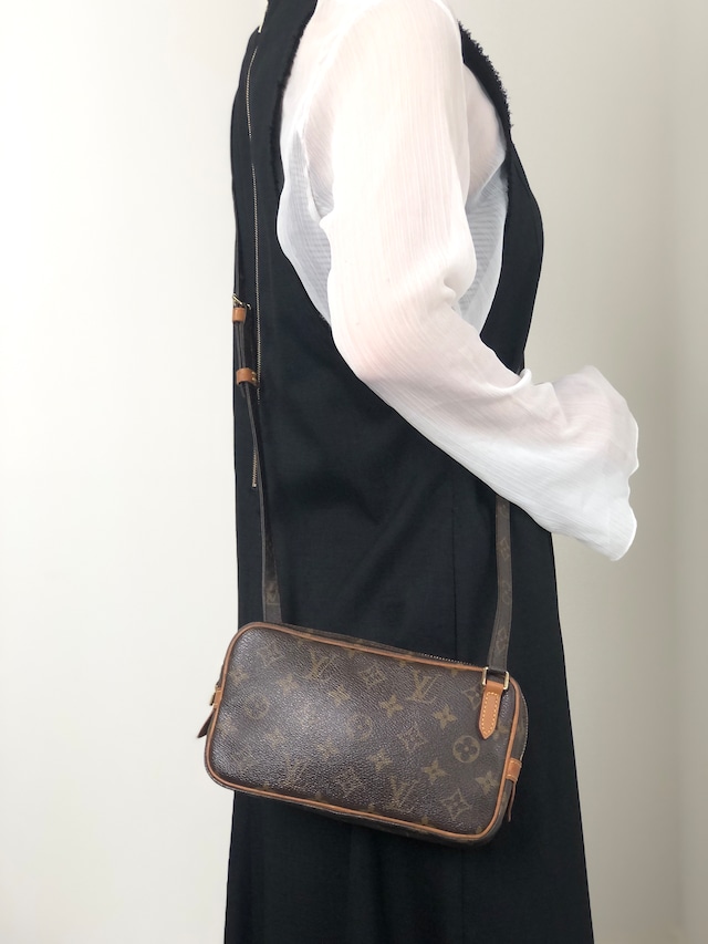 LOUIS VUITTON ルイヴィトン モノグラム ショルダーバッグ ブラウン PVC レザー vintage ヴィンテージ オールド u4jnak