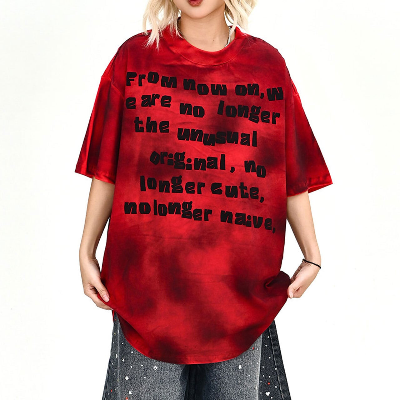 グラデーションタイダイレタリングTシャツ 2col R02059