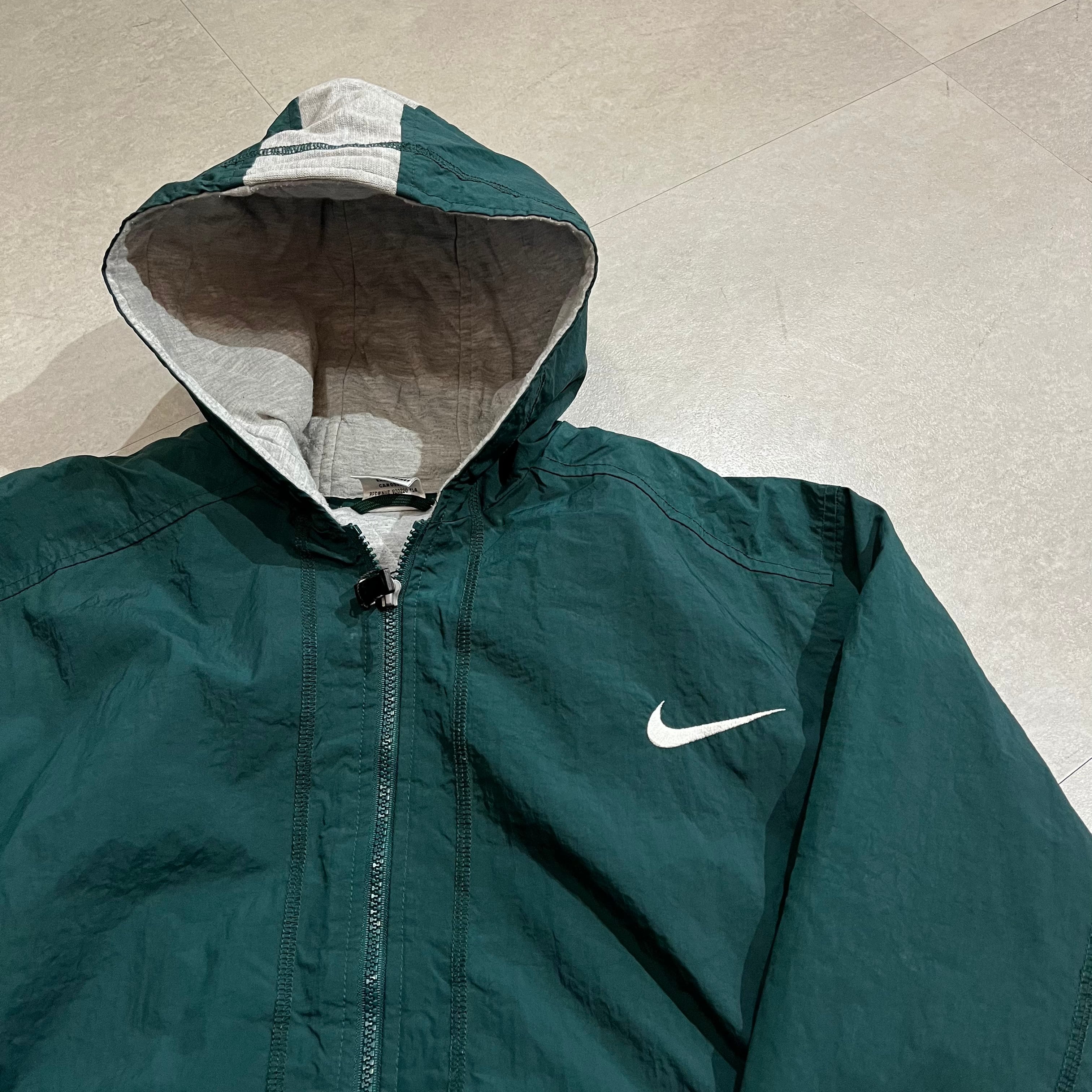 90年代 size：XL【 NIKE 】ナイキ 中綿ナイロンジャケット ナイロンジャケット 緑 グレー 古着 古着屋 高円寺 ビンテージ