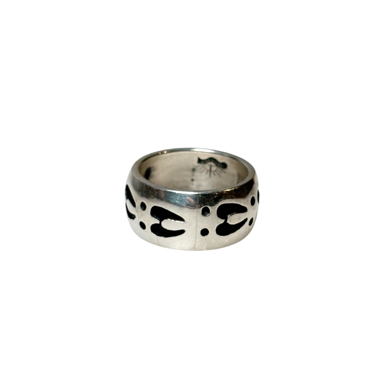 Hopi ANDERSON KOINVA overlay silver band ring “Deer Track”