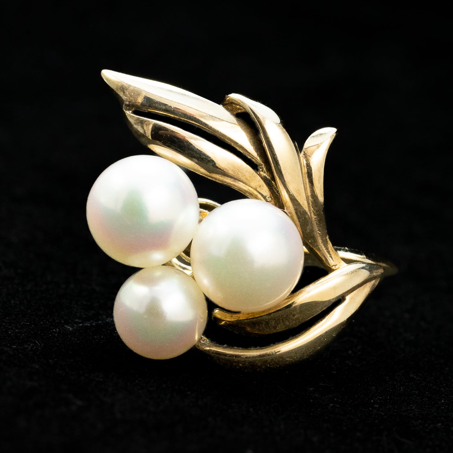 ミキモト MIKIMOTO K14 あこや真珠 パール イヤリング 3粒