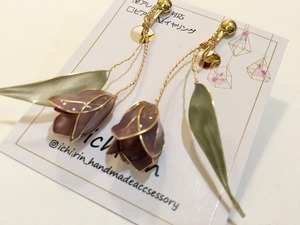 【ピアス変更可能】ichi.rin アンティークくすみラベンダーイヤリング