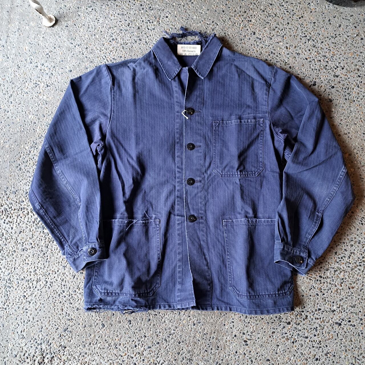 80sドイツ製 FALKENSTEIN ヘリンボーンカバーオール/ネイビー/54 MILITARY（ミリタリー） 実物 USED ドイツ軍 BW ヘリンボーン ワーク
