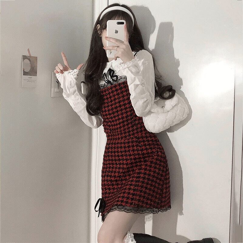 ドレス スプリングウェストレーススカート 春物 ステッチ 萌量不足19751350353