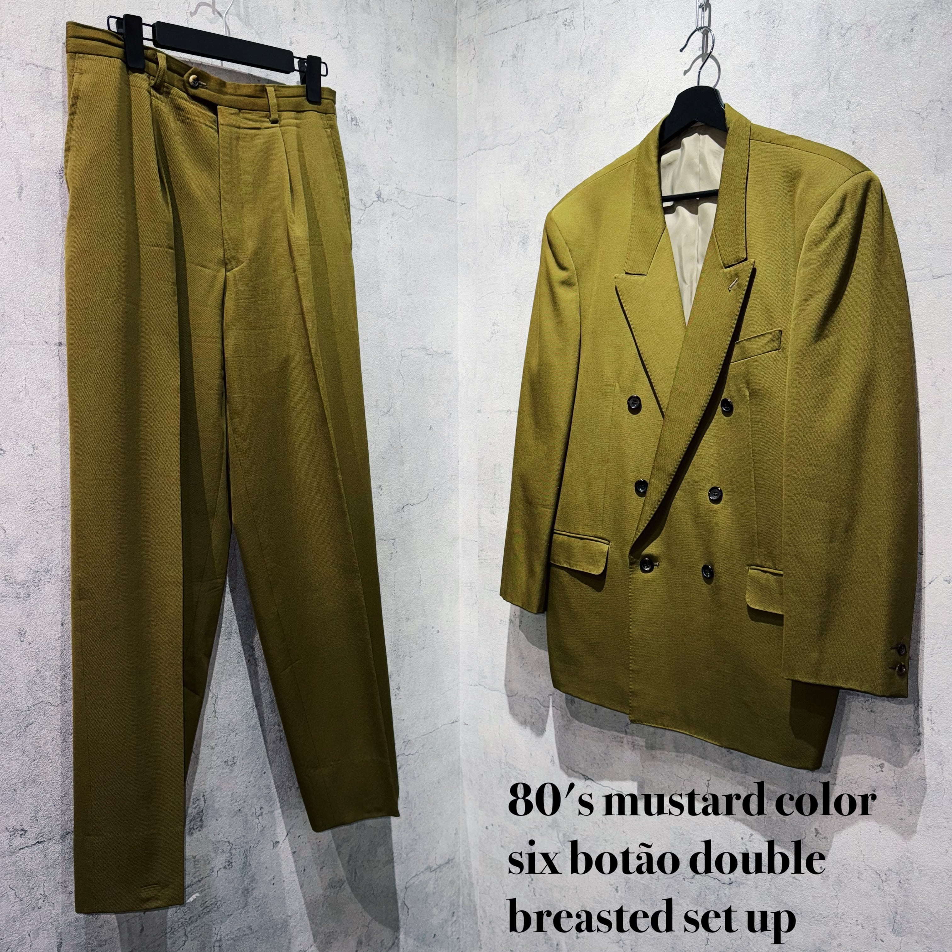 80's mustard color six botão double breasted set up
