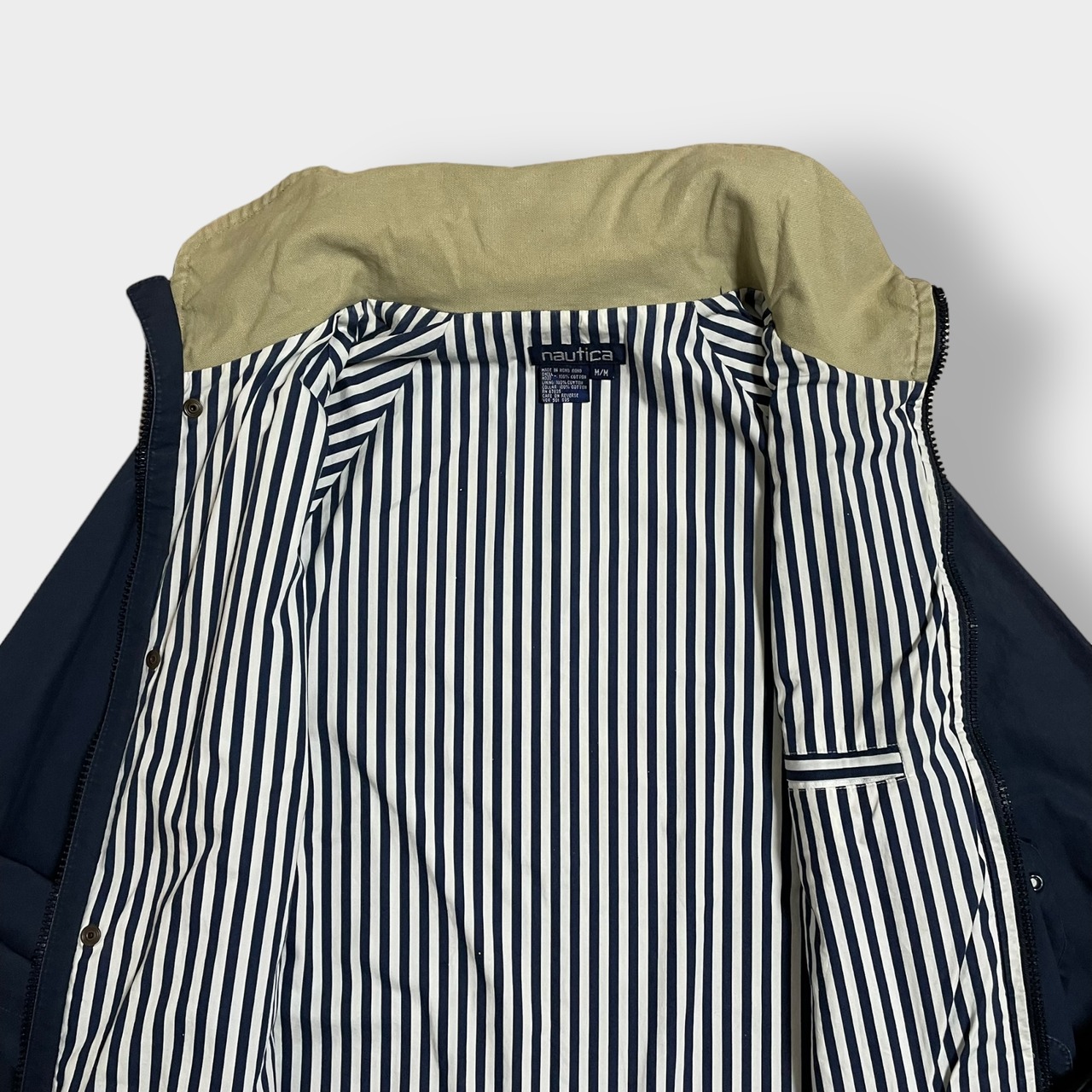 NAUTICA 90s 旧タグ マウンテンパーカー マウンテンジャケット コットン アウター ストライプ ラグランスリーブ M アウトドア ノーティカ US古着