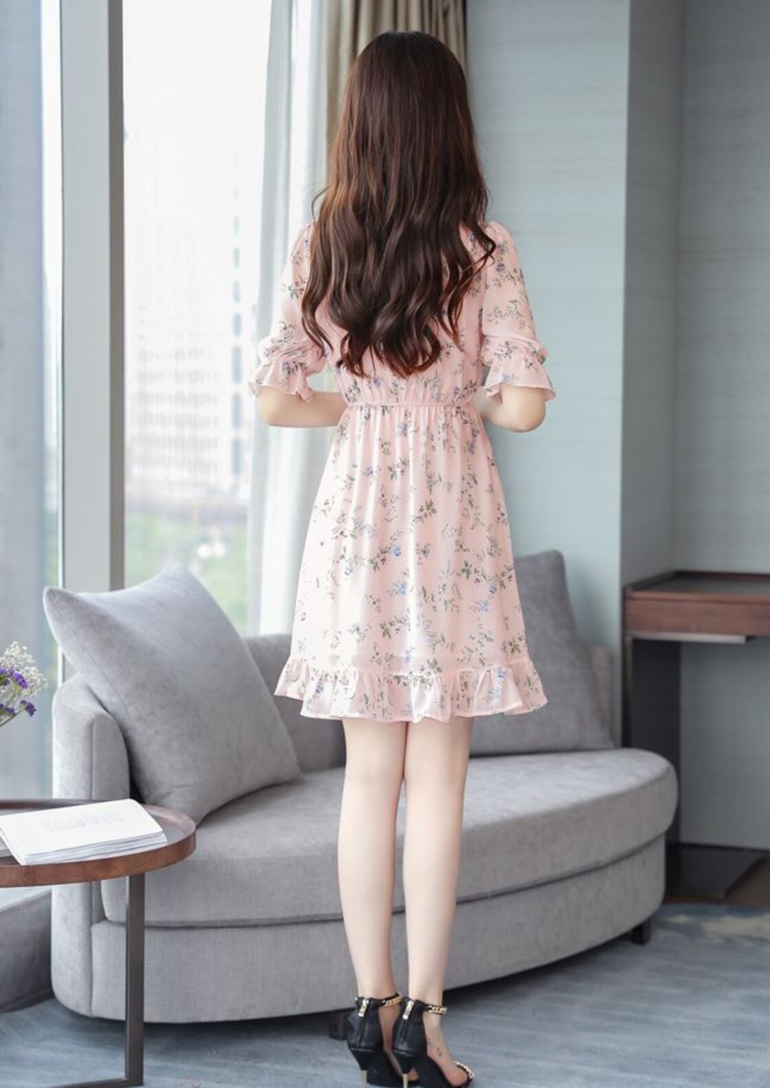 ワンピース レディース 花柄ワンピース ミニワンピース シフォン ミニ 
