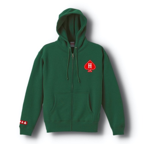 SPADE ZIP HOODIE GREEN×RED /SPADE ZIP HOODIE RD GN