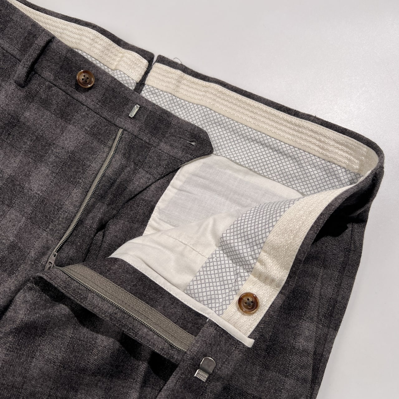 INCOTEX インコテックス チェック柄 ウール スラックス トラウザーズ サイズ 48 /グレー系 メンズ