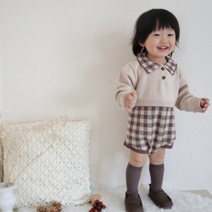check knit rompers