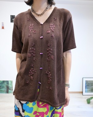 V-NECK SUMMER KNIT BROWN
