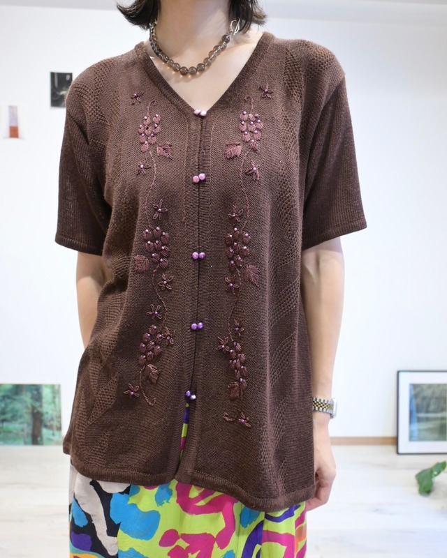 V-NECK SUMMER KNIT BROWN