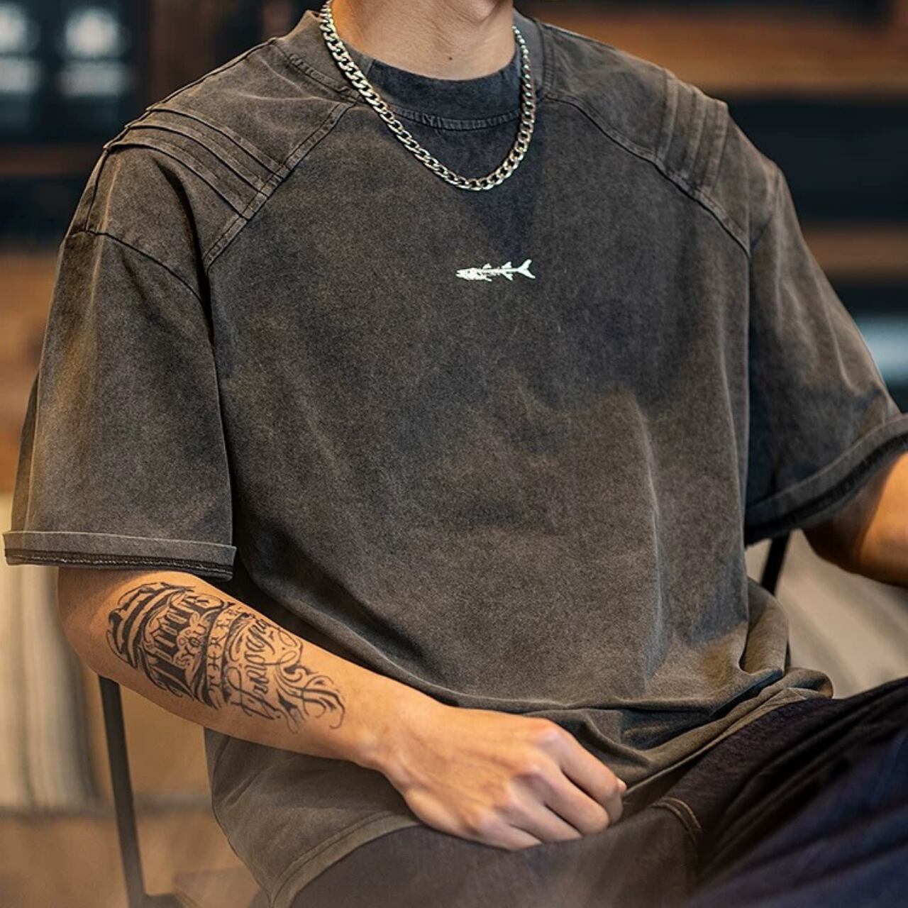 ショルダーパッド ラグランスリーブ クルーネックTシャツ 00309