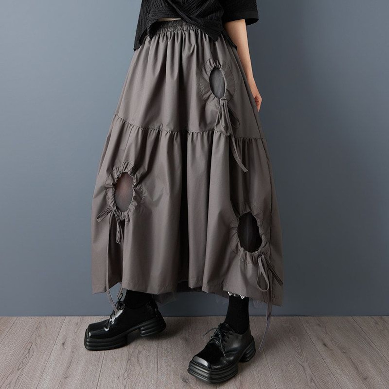 ドローストリング ティアード スカート 00377