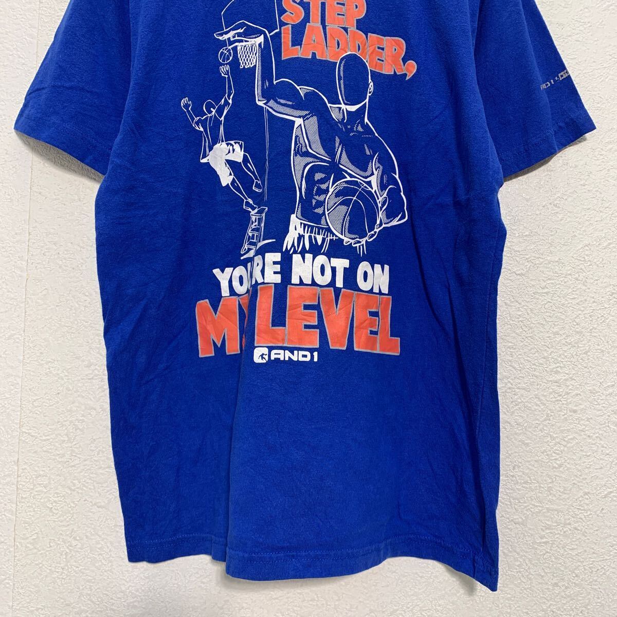 AND1 半袖 プリントTシャツ XL 160〜 キッズ ブルー クルーネック