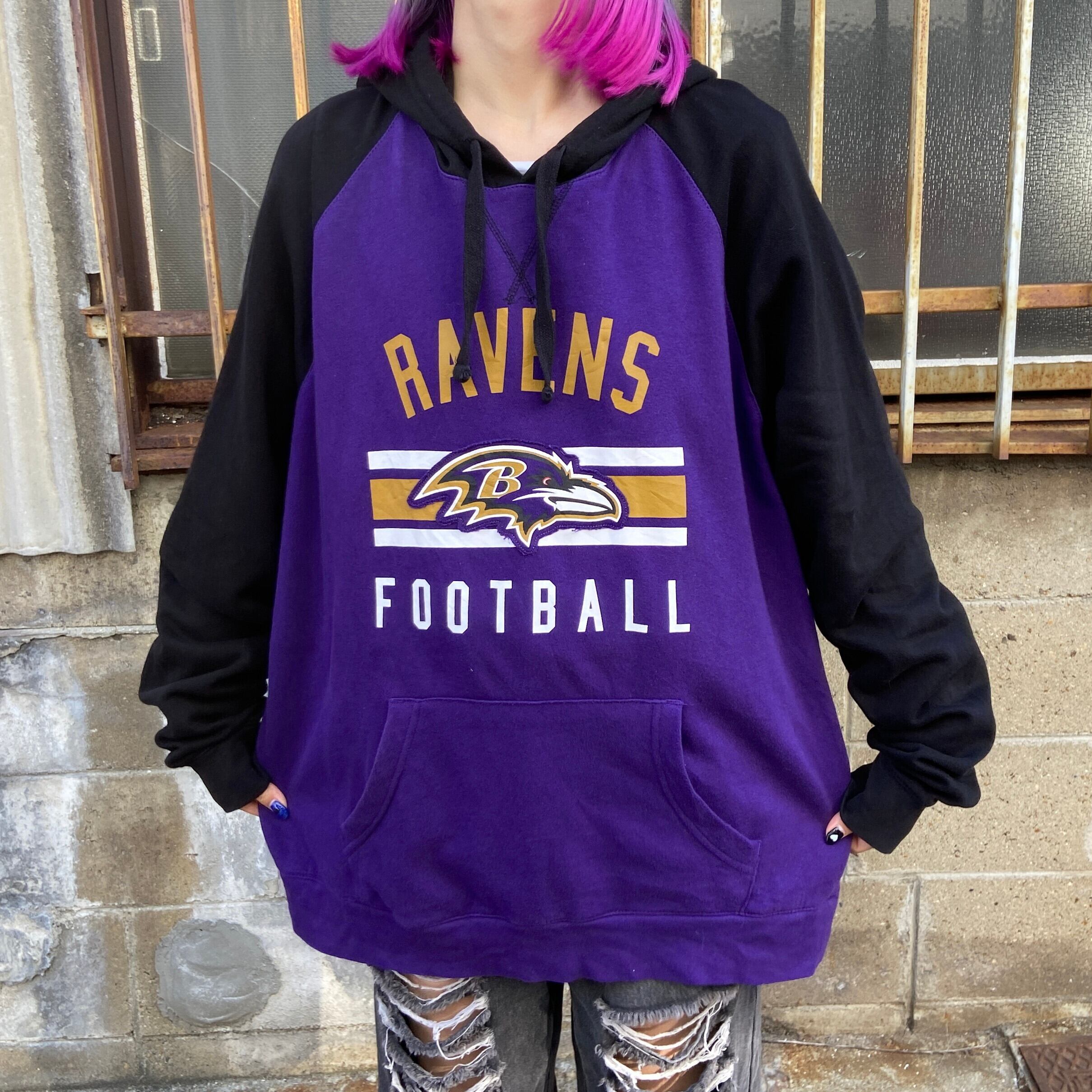 海外 NFL ボルチモア レイブンズ 刺繍 スウェット トレーナー 黒