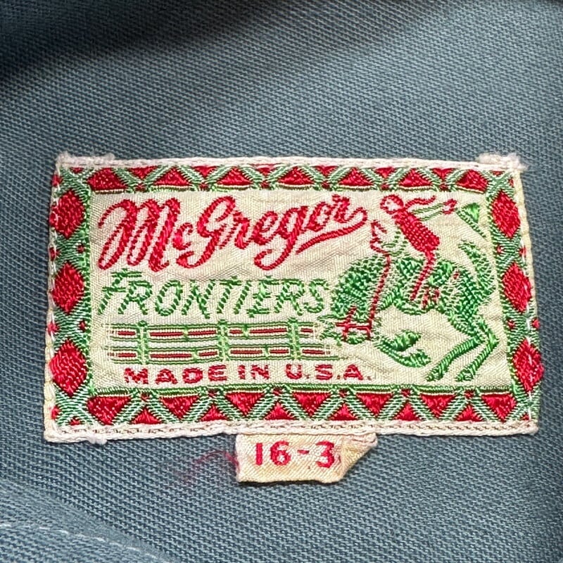 40s】筆記体タグ McGregor レーヨンギャバ オープンカラーシャツ