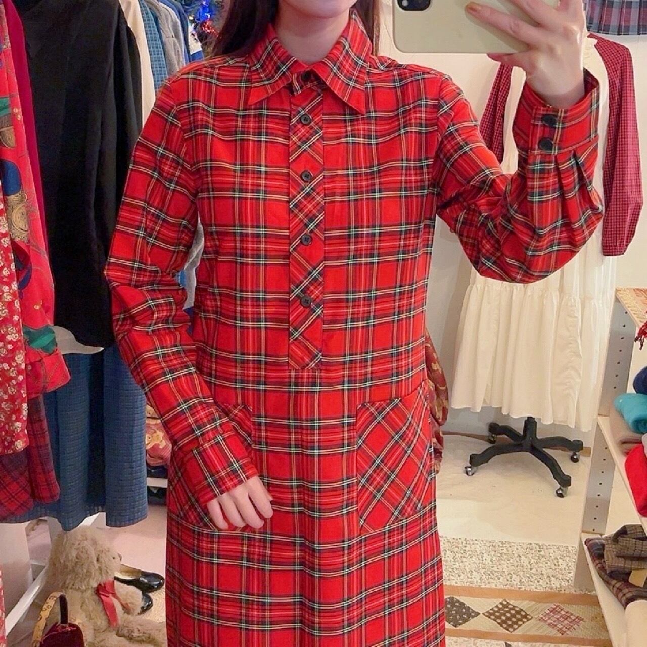 red check shirt one-piece