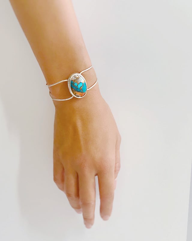 oyster copper turquoise bangle  /  on the beach       OBH-008