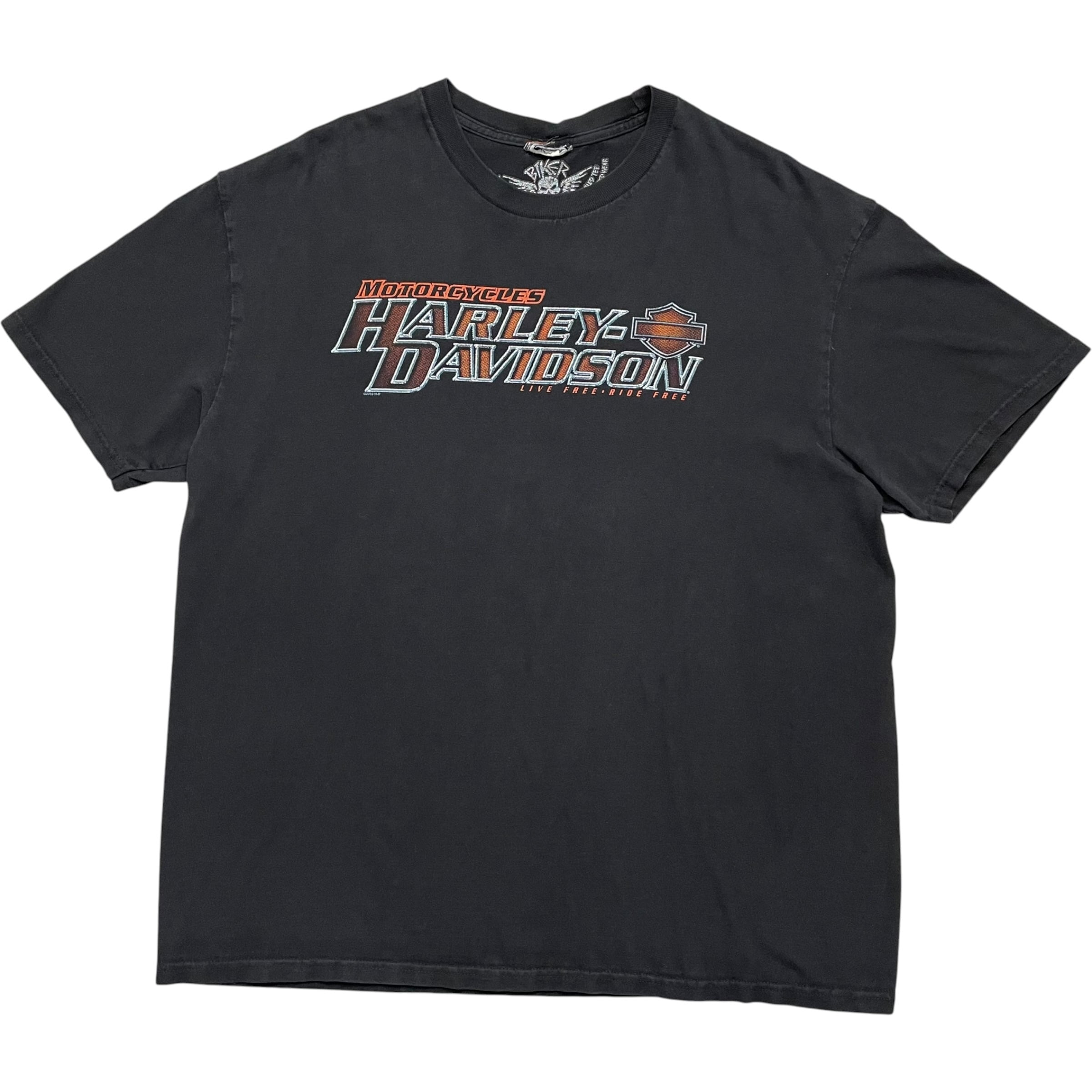 《L》 Harley-Davidson ハーレーダビッドソン Tシャツ ブラック プリントデザイン タグ欠品 no.10074