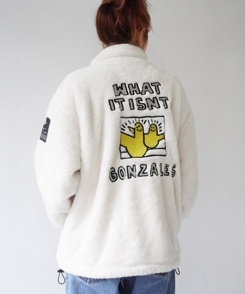 【（What it isNt）ART BY MARKGONZALES / (ワットイットイズント) アートバイ マークゴンザレス 】別注 シャギーボアスタンドカラーブルゾン オフホワイト 2H7-64394