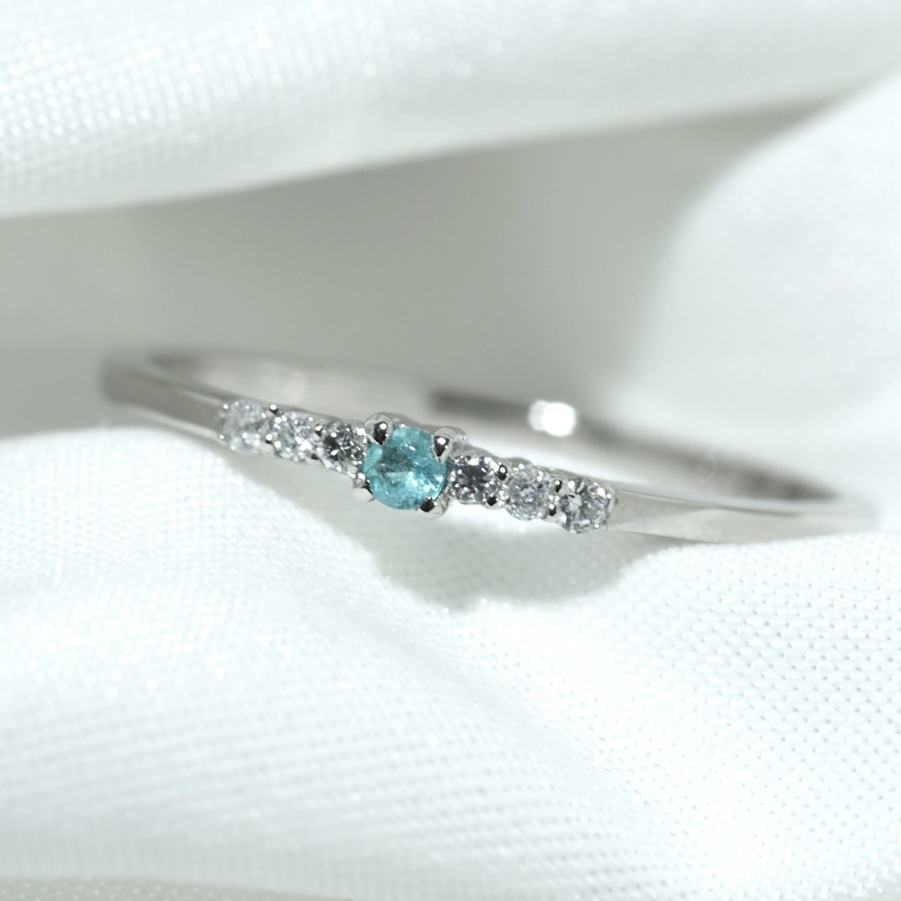 パライバトルマリン ブラジル産 リング 0.03ct D0.048ct pt900 Paraiba Tourmaline