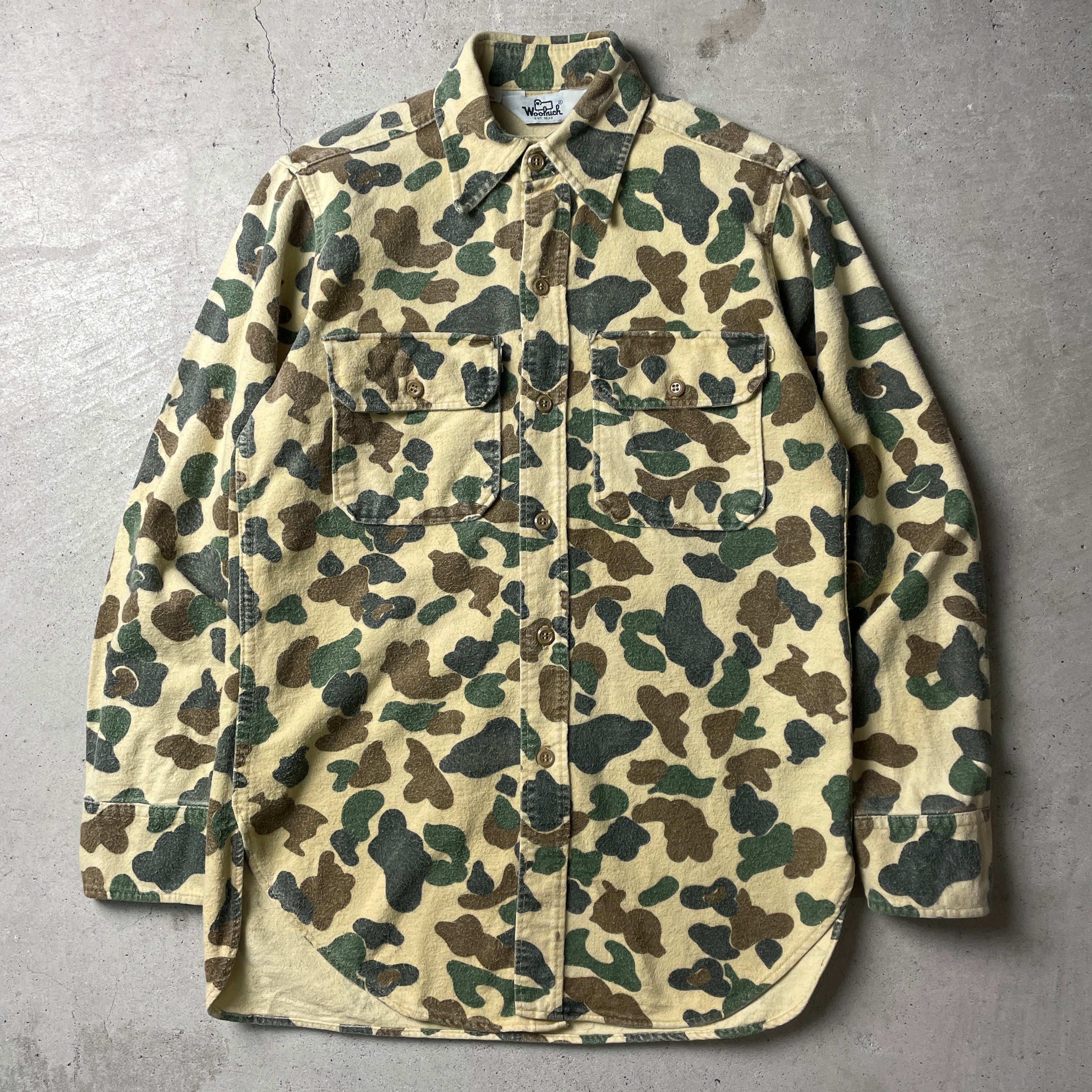 70s vintage woolrich camouflage shirt約61cm着丈 - シャツ