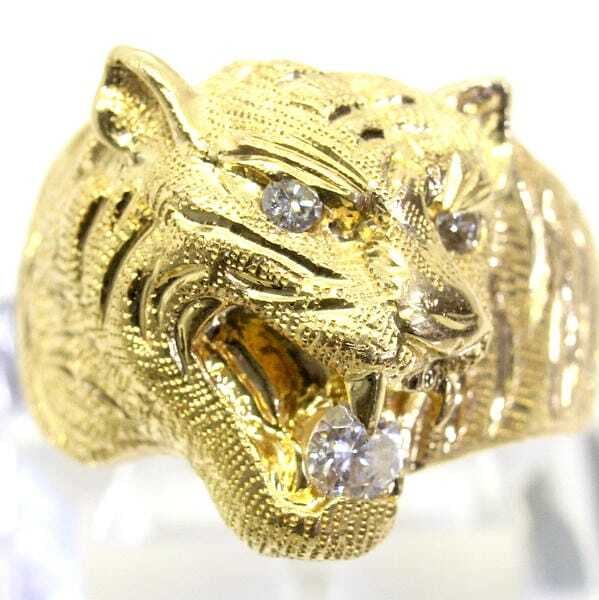 18金 ダイヤ 計0.25ct 虎彫 メンズリング 18.5号【中古】 | andoshoji