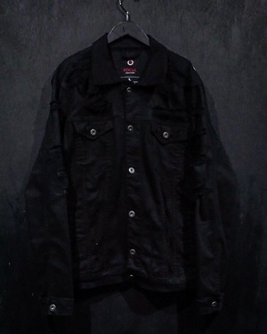 【WEAPON VINTAGE】Destroy Design Loose Black Denim Jacket