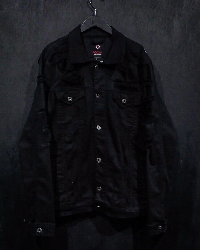 【WEAPON VINTAGE】Destroy Design Loose Black Denim Jacket