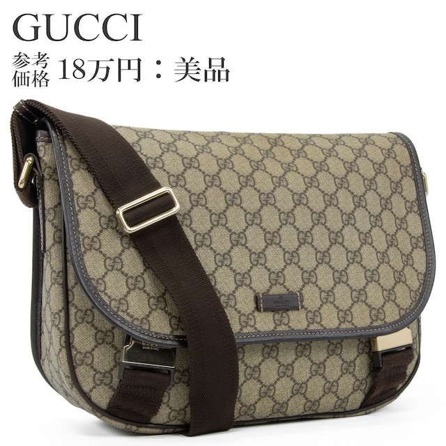 本物 送料無料 グッチ ショルダーバッグ メッセンジャーバッグ メンズ レディース GGスプリーム ベージュ 茶色 斜め掛け ロゴ バック I309