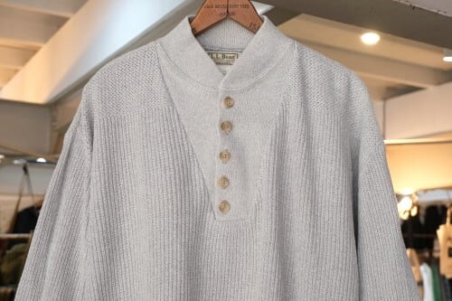 80's L.L.Bean cotton henry-neck Sweater 