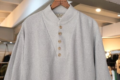 80's cotton henry-neck Sweater 
