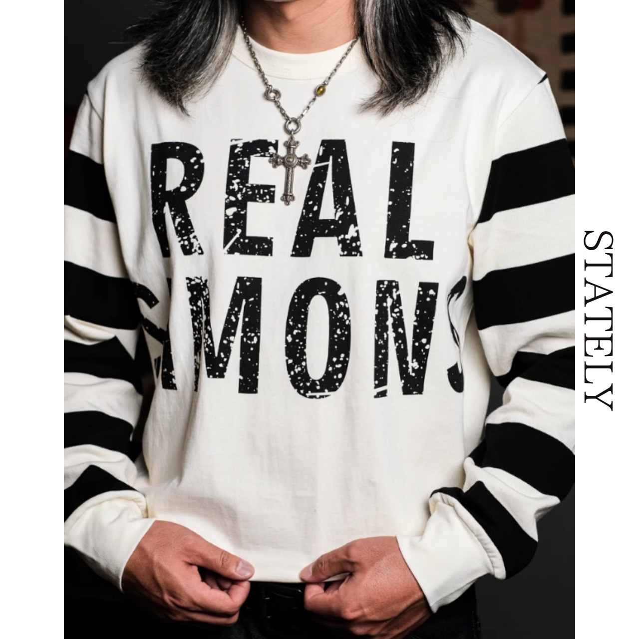 ボーダースリーブ ヴィンテージロゴ ロンT/2color_T42・画像2