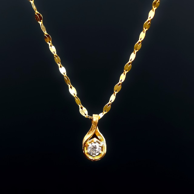 【 純金 K24 ダイヤモンドネックレス 0.1ct】ペタルチェーン